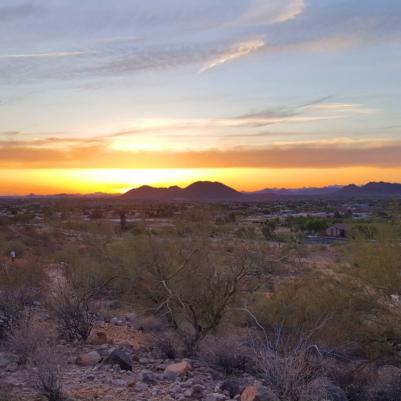 sunrise or sunset over the scrub near Phoenix, AZ